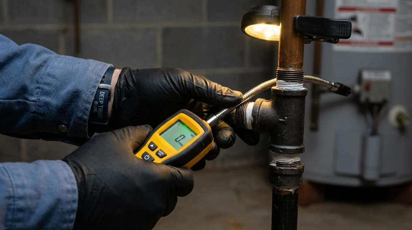 Gas leak detection with electronic sniffer by Johns Plumbing LLC in Joseph